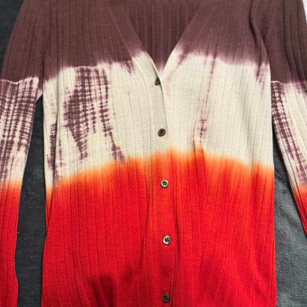 Prada Red and Cream Tie-Dye Cardigan